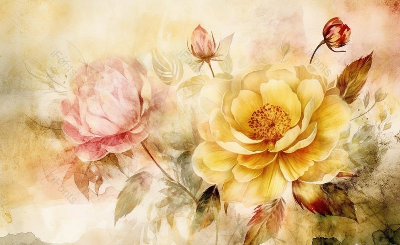 水彩唯美氛围花朵绽放背景图,插画/手绘图,插画/手绘图库,插画/手绘图下载,插画/手绘